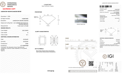 5 CT Radiant Cut Lab Grown Diamond IGI Certified