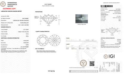 1  Carat Round Cut Lab Grown Diamond IGI Certified