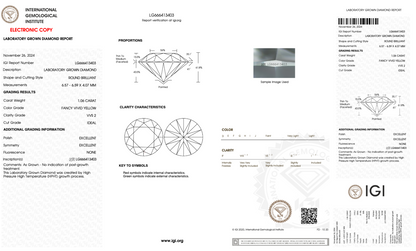 1  Carat Round Cut Lab Grown Diamond IGI Certified