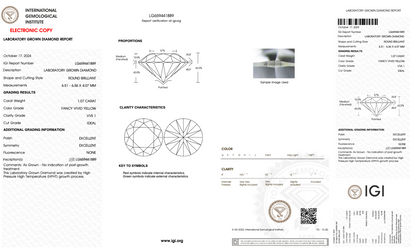 1  Carat Round Cut Lab Grown Diamond IGI Certified