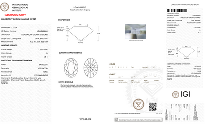 1 CT Oval Cut Lab-Grown Diamond IGI Certified