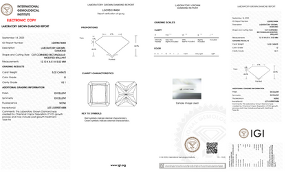 5 CT Radiant Cut Lab Grown Diamond IGI Certified