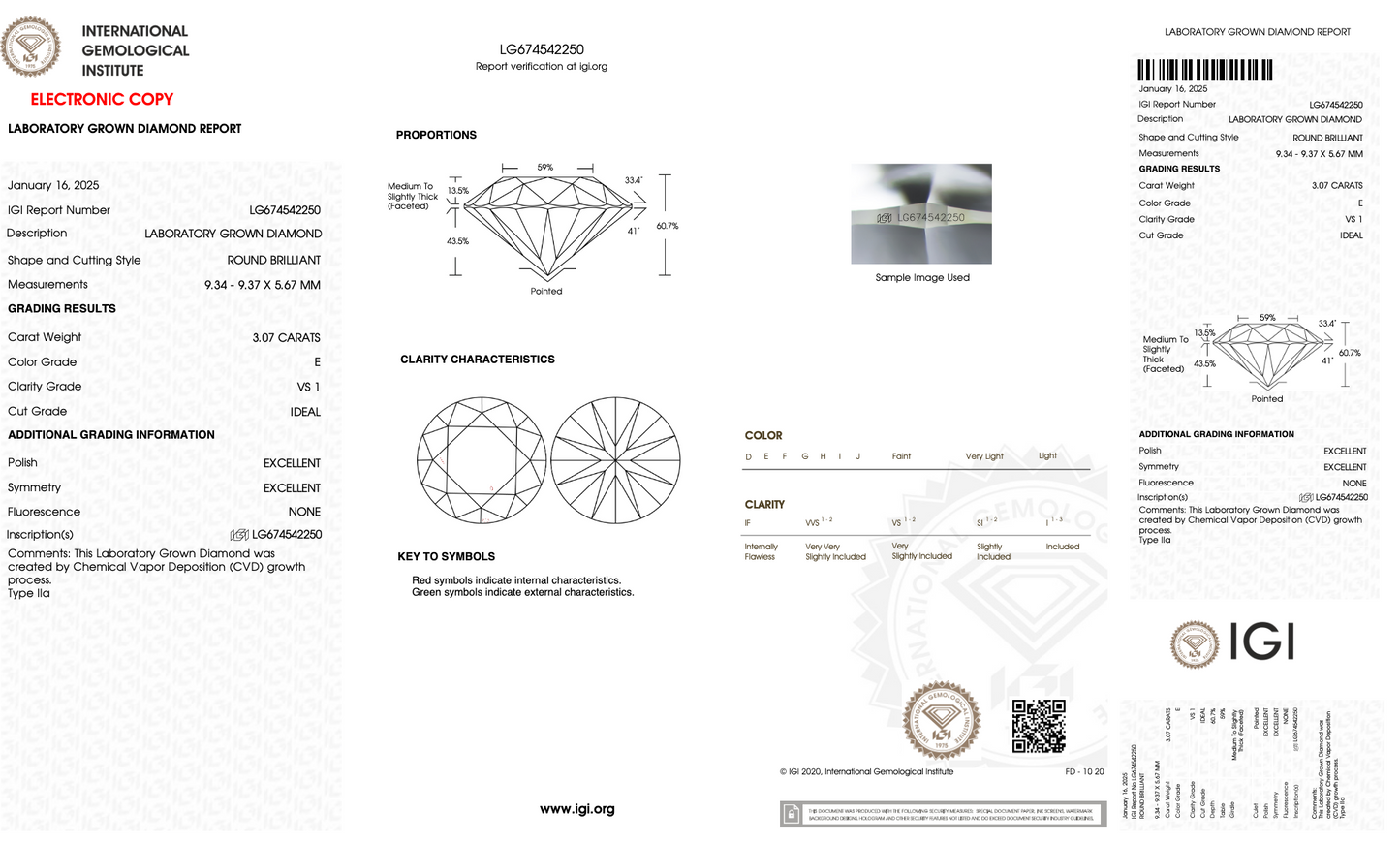 3 CT Round Cut Lab-Grown Diamond IGI Certified