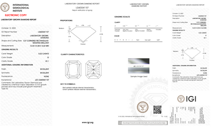 5 CT Radiant Cut Lab Grown Diamond IGI Certified