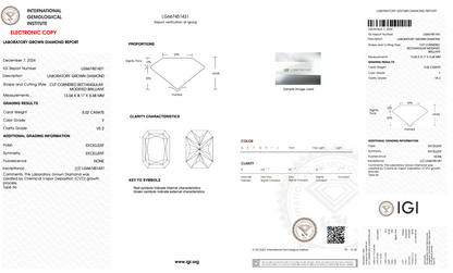 5 CT Radiant Cut Lab Grown Diamond IGI Certified