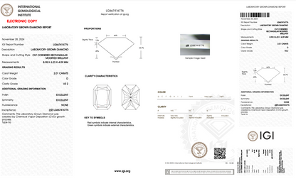 2 CT Radiant Cut Lab Grown Diamond IGI Certified