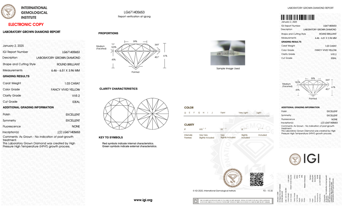 1  Carat Round Cut Lab Grown Diamond IGI Certified