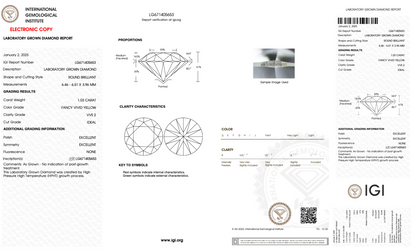 1  Carat Round Cut Lab Grown Diamond IGI Certified