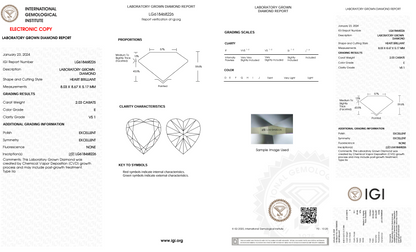2 Carat Heart Cut Lab Grown Diamond IGI Certified
