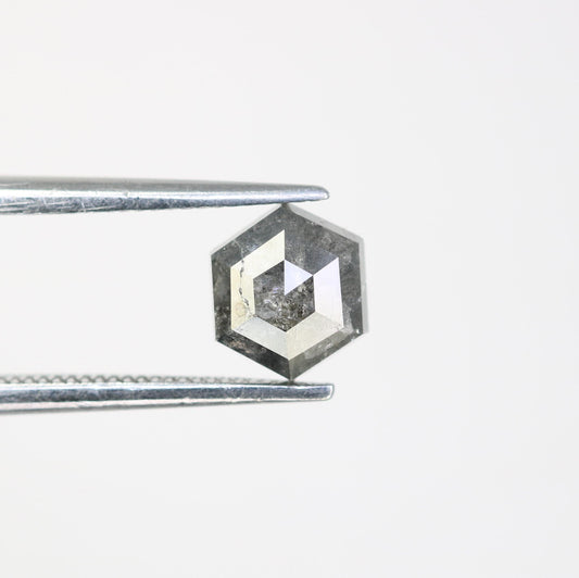 1.28 CT Natural Loose Hexagon Shape Salt and Pepper Diamond | Unique 6.60 x 5.70 mm Hexagonal Cut Gemstone | Ideal for Custom Jewelry
