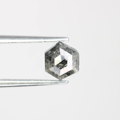 0.91 CT Earth Mined Hexagon Salt and Pepper Diamond | Black Gemstone for Anniversary Rings | Natural Loose Diamond 6.00 x 5.40 x 3.00 mm