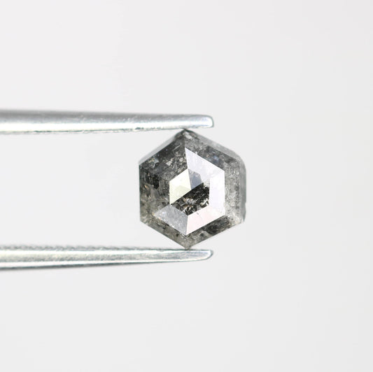 0.91 CT Earth Mined Hexagon Salt and Pepper Diamond | Black Gemstone for Anniversary Rings | Natural Loose Diamond 6.00 x 5.40 x 3.00 mm