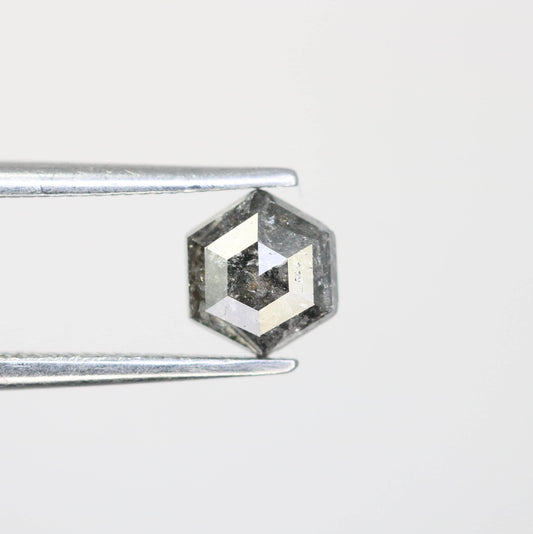 0.87 CT Natural Loose Salt and Pepper Hexagon Diamond | Unique 5.90 x 5.20 mm Hexagonal Cut Gemstone | Perfect for Engagement Rings