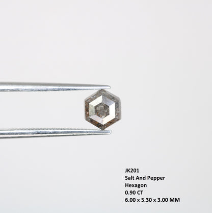 0.90 CT Natural Loose Hexagon Shape Salt and Pepper Diamond | Unique 6.00 x 5.30 mm Hexagonal Cut Gemstone | Perfect for Custom Jewelry