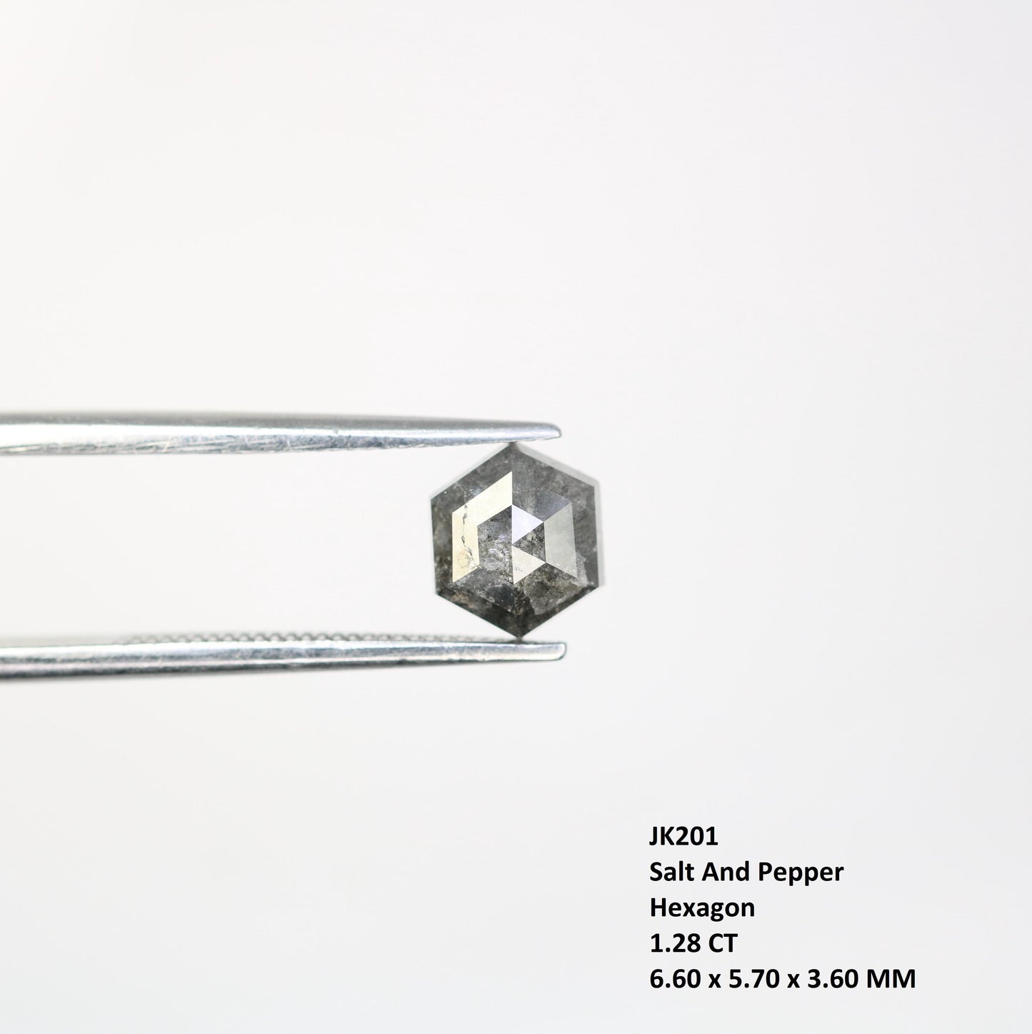 1.28 CT Natural Loose Hexagon Shape Salt and Pepper Diamond | Unique 6.60 x 5.70 mm Hexagonal Cut Gemstone | Ideal for Custom Jewelry