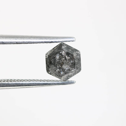 0.87 CT Natural Loose Salt and Pepper Hexagon Diamond | Unique 5.90 x 5.20 mm Hexagonal Cut Gemstone | Perfect for Engagement Rings