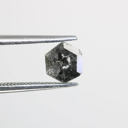0.91 CT Earth Mined Hexagon Salt and Pepper Diamond | Black Gemstone for Anniversary Rings | Natural Loose Diamond 6.00 x 5.40 x 3.00 mm