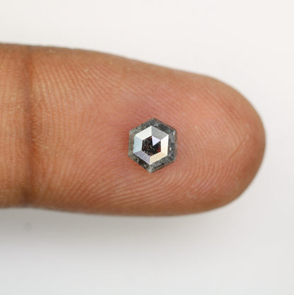 0.91 CT Earth Mined Hexagon Salt and Pepper Diamond | Black Gemstone for Anniversary Rings | Natural Loose Diamond 6.00 x 5.40 x 3.00 mm