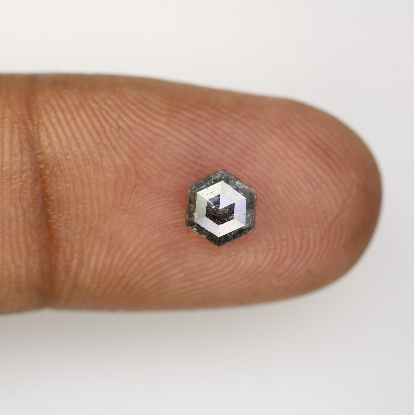 0.87 CT Natural Loose Salt and Pepper Hexagon Diamond | Unique 5.90 x 5.20 mm Hexagonal Cut Gemstone | Perfect for Engagement Rings