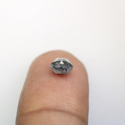 0.87 CT Natural Loose Salt and Pepper Hexagon Diamond | Unique 5.90 x 5.20 mm Hexagonal Cut Gemstone | Perfect for Engagement Rings