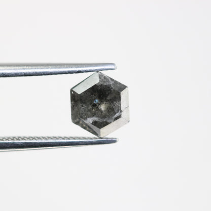 1.28 CT Natural Loose Hexagon Shape Salt and Pepper Diamond | Unique 6.60 x 5.70 mm Hexagonal Cut Gemstone | Ideal for Custom Jewelry