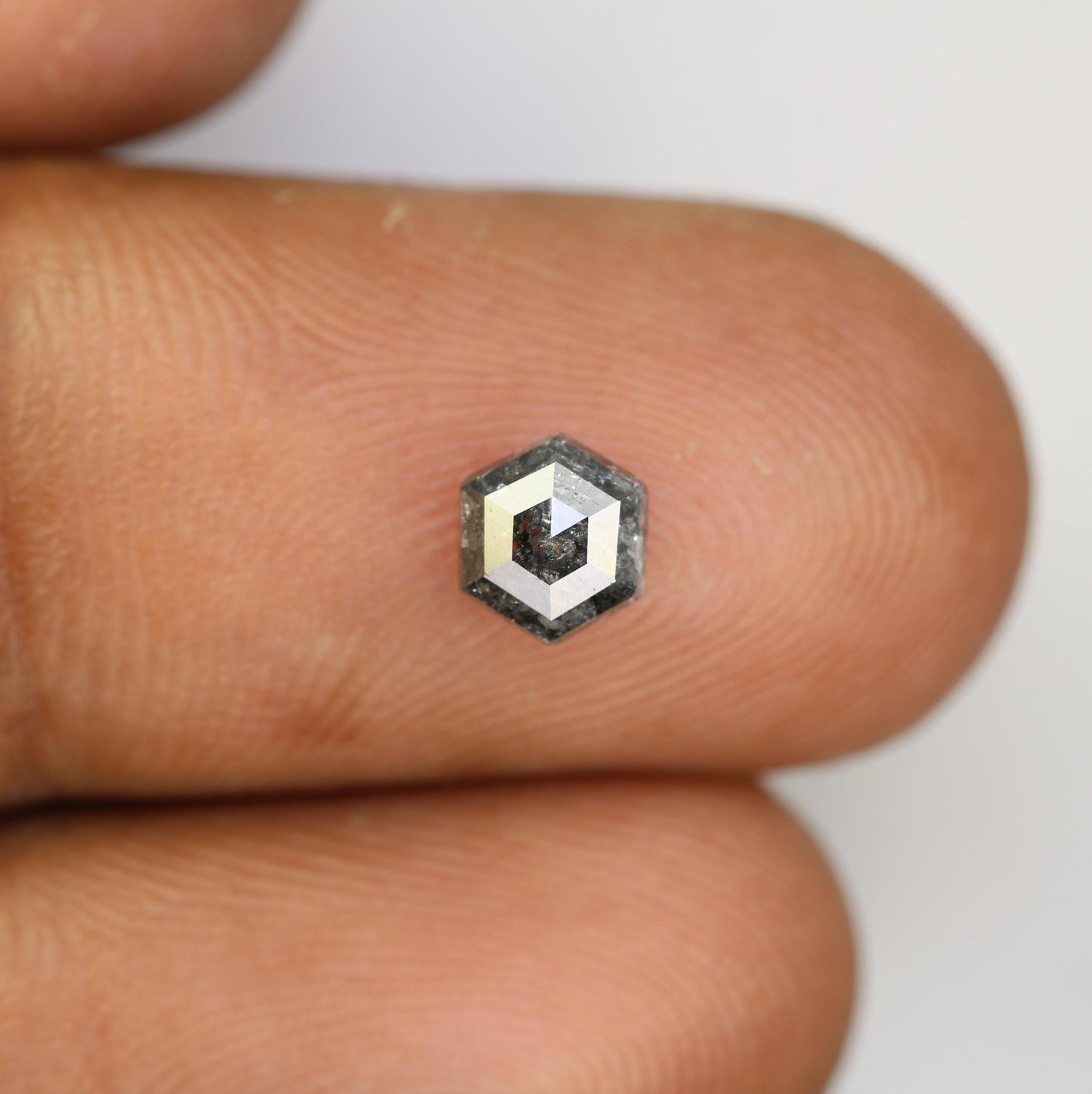 0.87 CT Natural Loose Salt and Pepper Hexagon Diamond | Unique 5.90 x 5.20 mm Hexagonal Cut Gemstone | Perfect for Engagement Rings