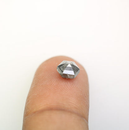 1.28 CT Natural Loose Hexagon Shape Salt and Pepper Diamond | Unique 6.60 x 5.70 mm Hexagonal Cut Gemstone | Ideal for Custom Jewelry