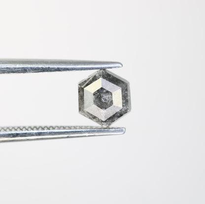 0.85 CT Natural Loose Salt and Pepper Hexagon Cut Diamond | Fancy Engagement Ring Gemstone | 5.70 x 5.00 x 3.30 mm | Rustic Wedding Jewelry