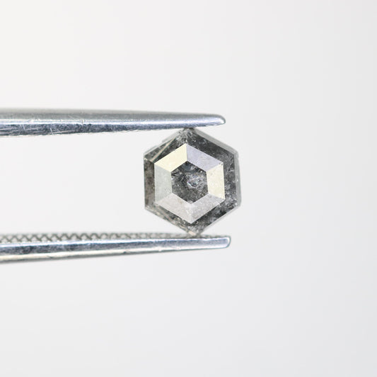 0.85 CT Natural Loose Salt and Pepper Hexagon Cut Diamond | Fancy Engagement Ring Gemstone | 5.70 x 5.00 x 3.30 mm | Rustic Wedding Jewelry