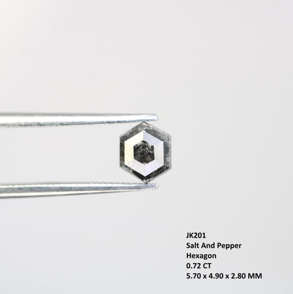 0.72 CT Natural Salt and Pepper Loose Hexagon Diamond | Unique 5.70 x 4.90 mm Hexagonal Cut Gemstone for Custom Jewelry | Artisan Quality