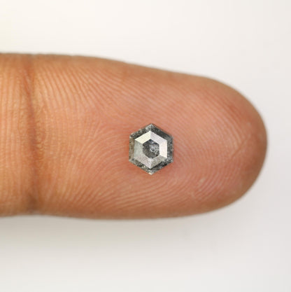 0.85 CT Natural Loose Salt and Pepper Hexagon Cut Diamond | Fancy Engagement Ring Gemstone | 5.70 x 5.00 x 3.30 mm | Rustic Wedding Jewelry