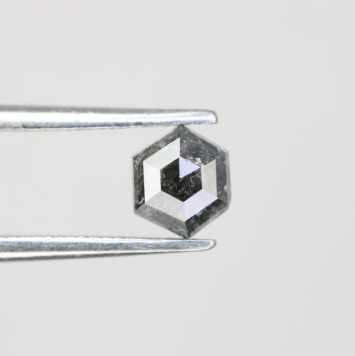 0.55 CT Natural Loose Hexagon Diamond | Salt and Pepper Gemstone in Black and Grey | Unique 5.20 x 4.60 mm Hexagonal Cut