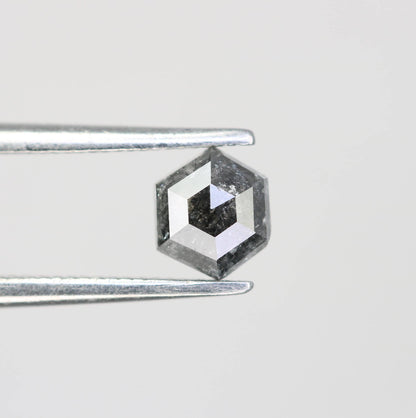 0.55 CT Natural Loose Hexagon Diamond | Salt and Pepper Gemstone in Black and Grey | Unique 5.20 x 4.60 mm Hexagonal Cut