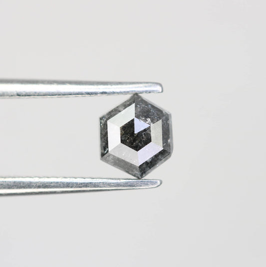 0.55 CT Natural Loose Hexagon Diamond | Salt and Pepper Gemstone in Black and Grey | Unique 5.20 x 4.60 mm Hexagonal Cut