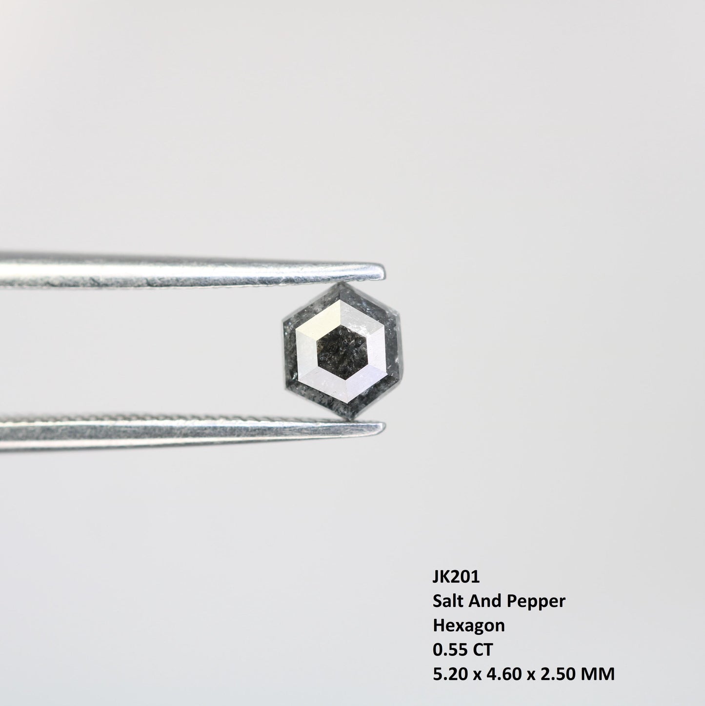 0.55 CT Natural Loose Hexagon Diamond | Salt and Pepper Gemstone in Black and Grey | Unique 5.20 x 4.60 mm Hexagonal Cut