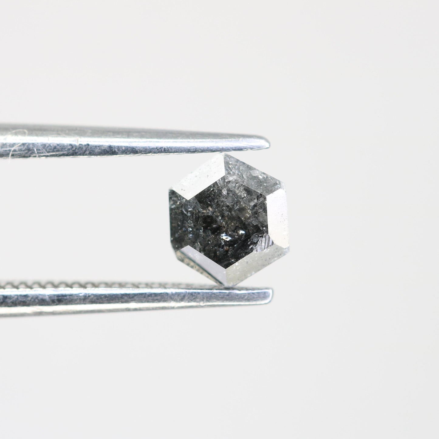 0.55 CT Natural Loose Hexagon Diamond | Salt and Pepper Gemstone in Black and Grey | Unique 5.20 x 4.60 mm Hexagonal Cut