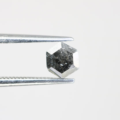 0.55 CT Natural Loose Hexagon Diamond | Salt and Pepper Gemstone in Black and Grey | Unique 5.20 x 4.60 mm Hexagonal Cut
