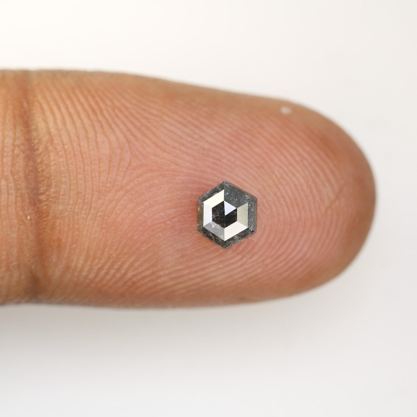 0.55 CT Natural Loose Hexagon Diamond | Salt and Pepper Gemstone in Black and Grey | Unique 5.20 x 4.60 mm Hexagonal Cut