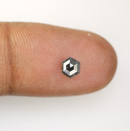 0.55 CT Natural Loose Hexagon Diamond | Salt and Pepper Gemstone in Black and Grey | Unique 5.20 x 4.60 mm Hexagonal Cut