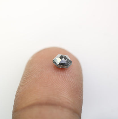 0.55 CT Natural Loose Hexagon Diamond | Salt and Pepper Gemstone in Black and Grey | Unique 5.20 x 4.60 mm Hexagonal Cut