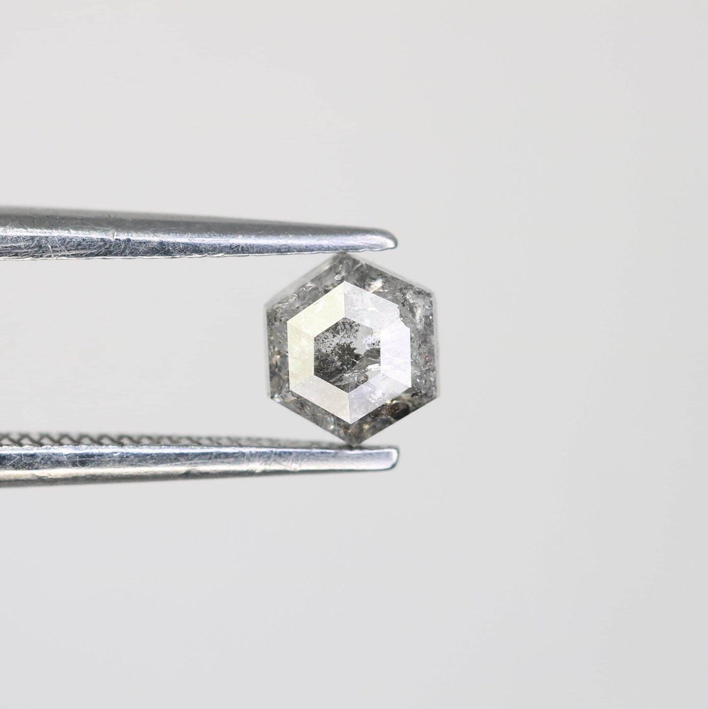 0.55 CT Natural Salt and Pepper Loose Hexagon Diamond | Flat Back Gemstone for Custom Jewelry | Unique 5.20 x 4.50 mm