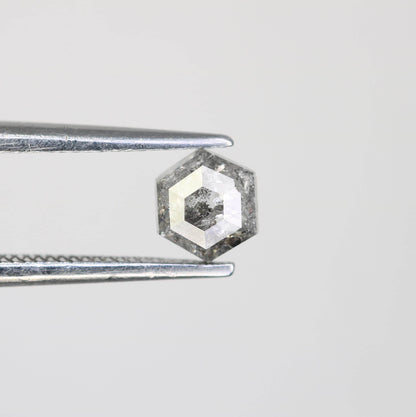 0.55 CT Natural Salt and Pepper Loose Hexagon Diamond | Flat Back Gemstone for Custom Jewelry | Unique 5.20 x 4.50 mm