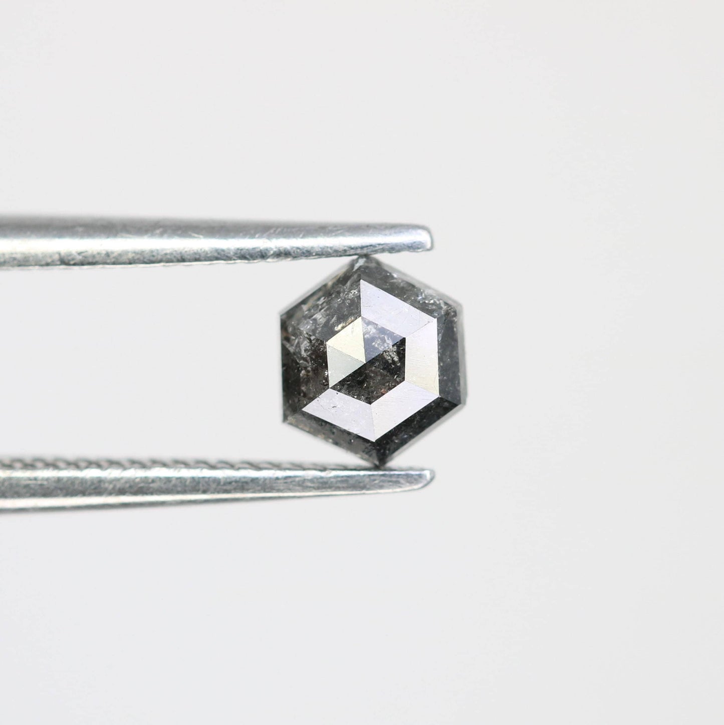 0.55 CT Natural Salt and Pepper Loose Hexagon Diamond | Flat Back Gemstone for Custom Jewelry | Unique 5.20 x 4.50 mm