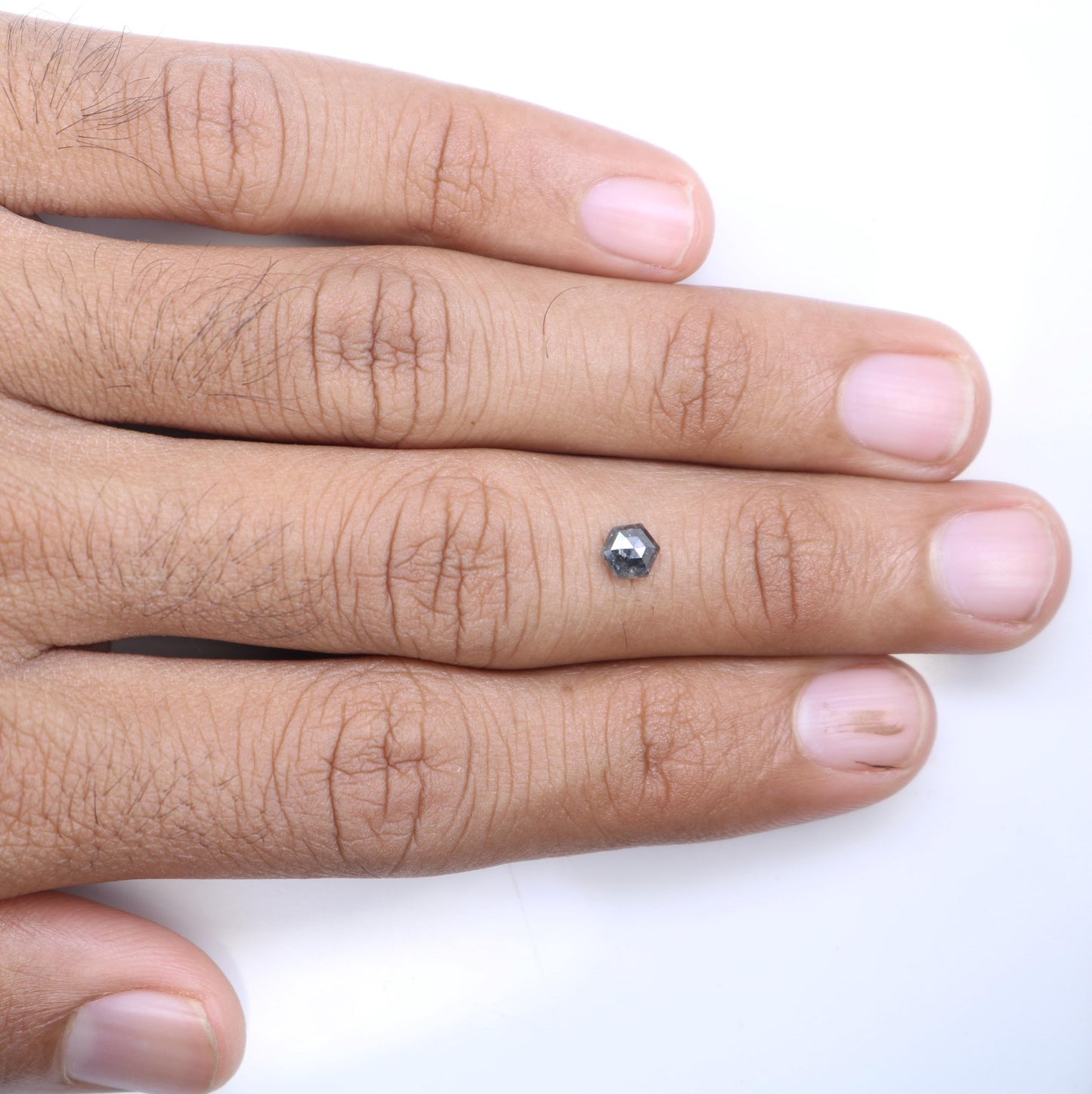 0.55 CT Natural Loose Hexagon Diamond | Salt and Pepper Gemstone in Black and Grey | Unique 5.20 x 4.60 mm Hexagonal Cut