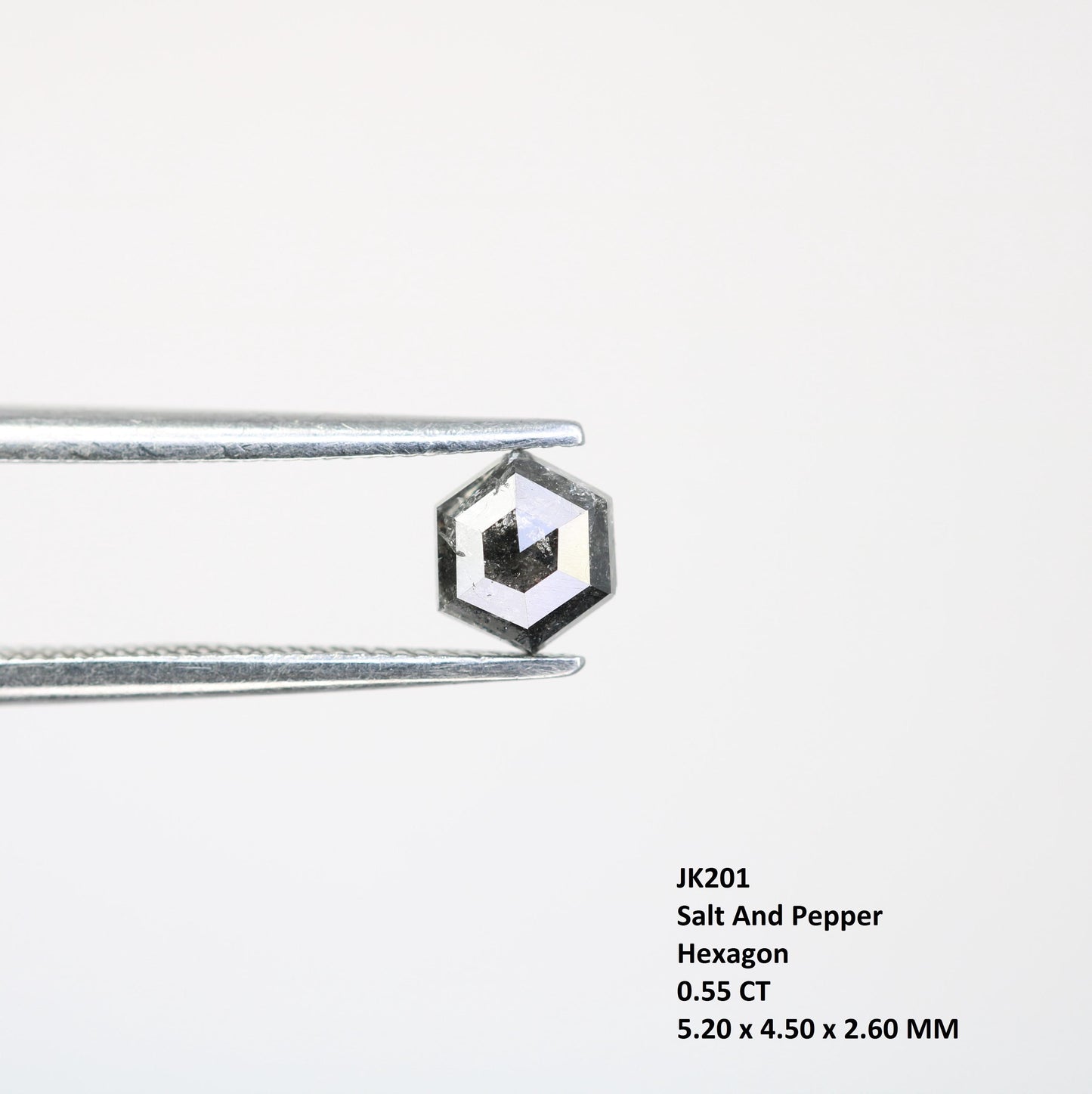 0.55 CT Natural Salt and Pepper Loose Hexagon Diamond | Flat Back Gemstone for Custom Jewelry | Unique 5.20 x 4.50 mm