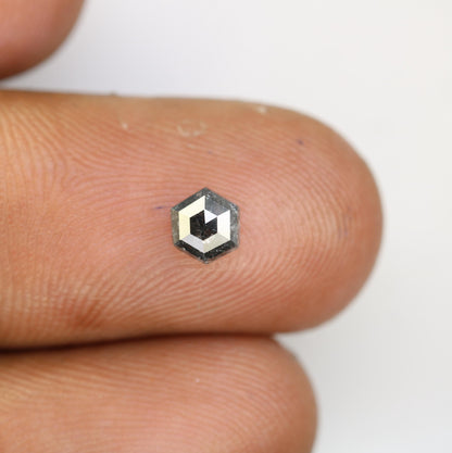 0.55 CT Natural Loose Hexagon Diamond | Salt and Pepper Gemstone in Black and Grey | Unique 5.20 x 4.60 mm Hexagonal Cut