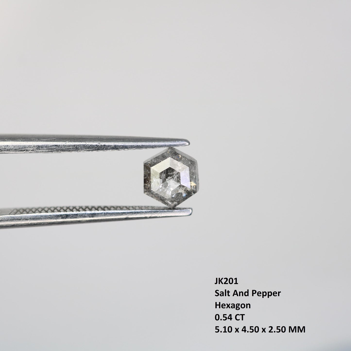 0.55 CT Natural Salt and Pepper Loose Hexagon Diamond | Flat Back Gemstone for Custom Jewelry | Unique 5.20 x 4.50 mm