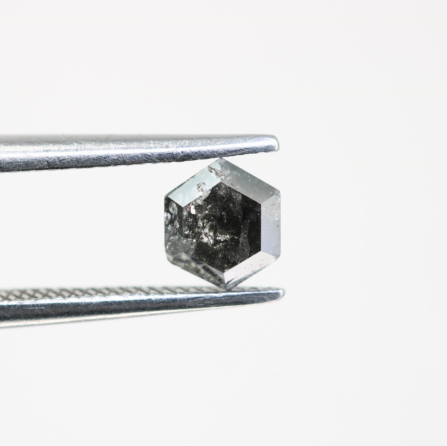 0.55 CT Natural Salt and Pepper Loose Hexagon Diamond | Flat Back Gemstone for Custom Jewelry | Unique 5.20 x 4.50 mm