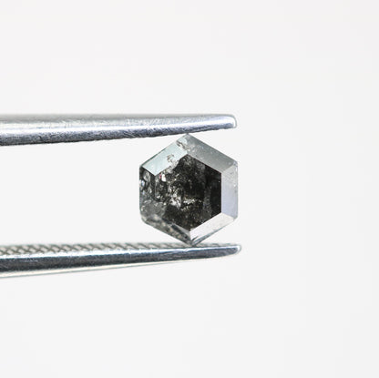 0.55 CT Natural Salt and Pepper Loose Hexagon Diamond | Flat Back Gemstone for Custom Jewelry | Unique 5.20 x 4.50 mm