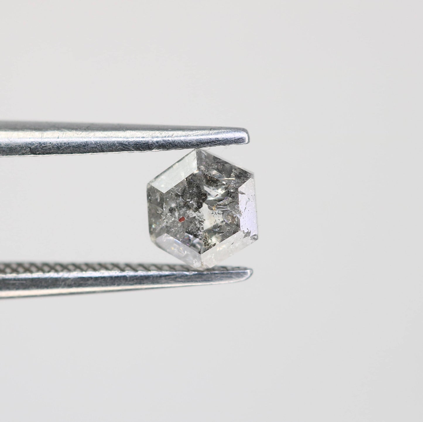 0.55 CT Natural Salt and Pepper Loose Hexagon Diamond | Flat Back Gemstone for Custom Jewelry | Unique 5.20 x 4.50 mm